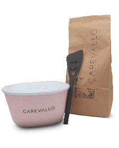 Carevallo Mash-Paket bestehend aus 1kg Bergwiesen-Mash, einer 4 Liter Futterschüssel in rosa und einem Mash-Löffel